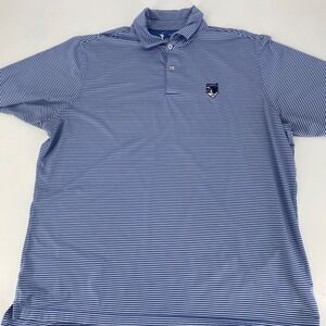 FG Tech Mens‎ Blue White Stripe Golf Polo Shirt Made in USA 2XL
